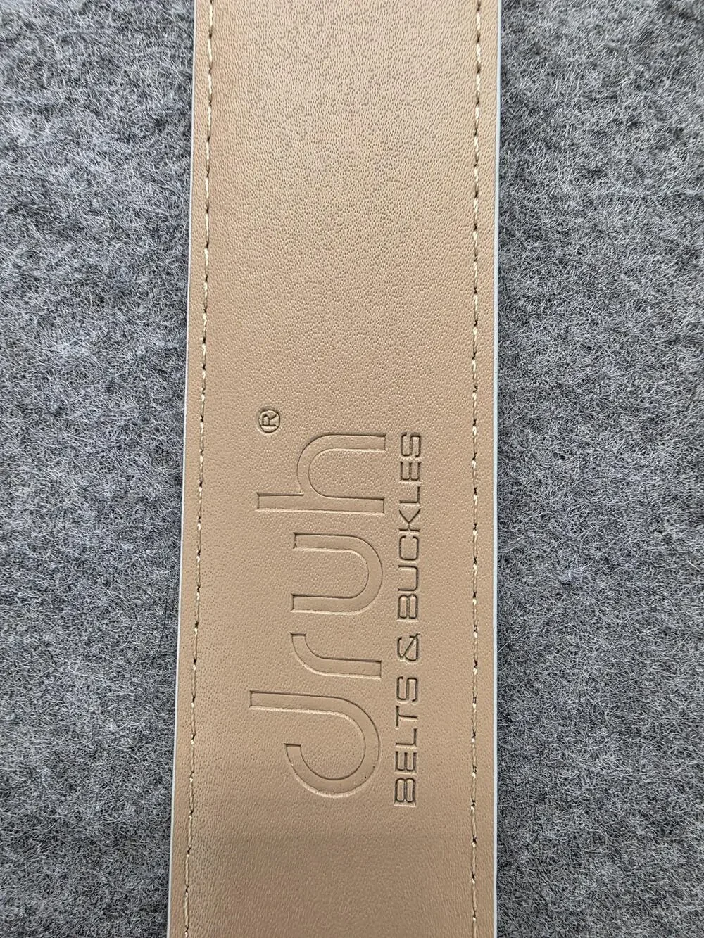 Druh Belt Mens 36 White Genuine Leather Golf Adjustable Logo Buckle Strap